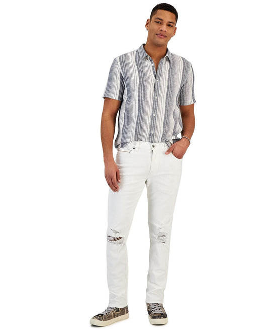 Translation missing: en.Sun + Stone Men's Lorcan Destroyed Slim-Fit Jeans in Blanco Wash White-29/32