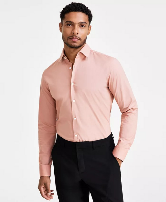 Translation missing: en.Hugo by Hugo Boss Dress Shirt Men's 16.5 34/35 Lt Pastel Red Kenno Slim-Fit