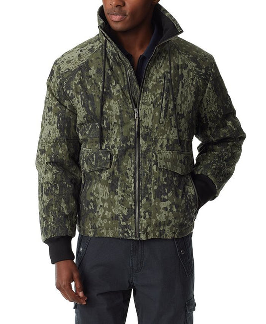 Translation missing: en.Bass Outdoor Men's Quilted Zip-Front Bomber Jacket - Green Bark Camo-XL