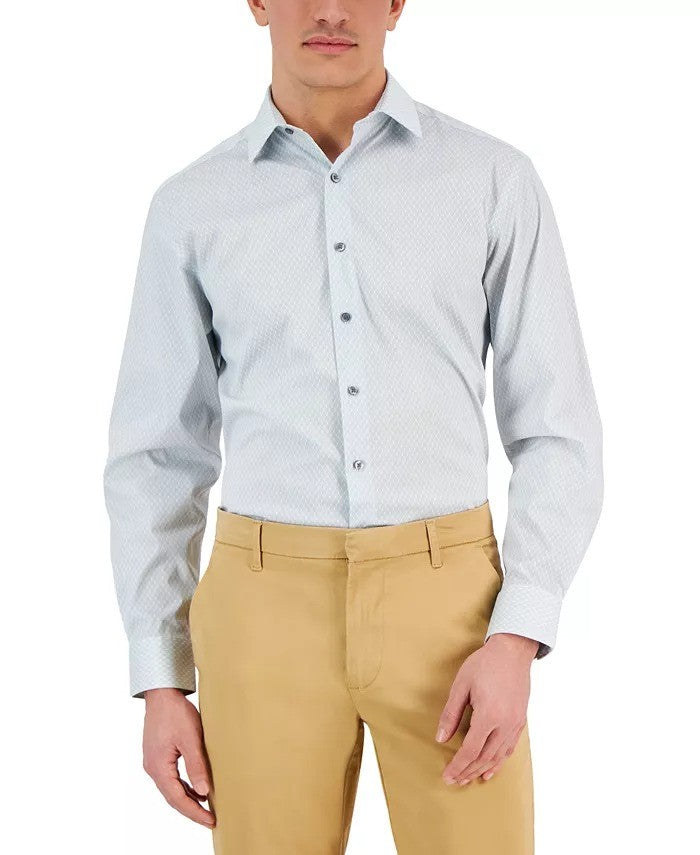 Translation missing: en.Alfani Mens Regular Fit Stain Resistant Honeycomb Dress Shirt Teal 15-15.5 34/35