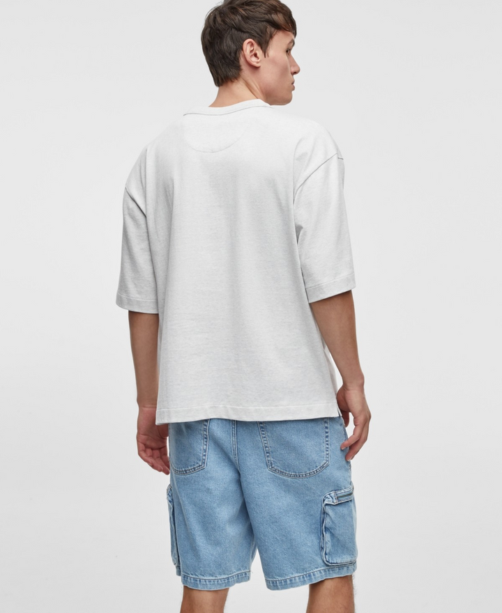 Translation missing: en.Mode of One Men's Short-Sleeve Smile Face T-Shirt Heather Gray Relaxed Fit-Small