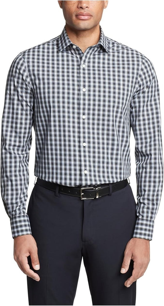 Translation missing: en.Tommy Hilfiger Dress Shirt Men's 18 34/35 Peacoat Plaid Slim Fit Stretch Twill