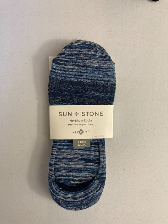 Translation missing: en.Sun + Stone Men's 3-Pk. No-Show Socks Blue Multi Size  7-12 Sock Size 10-13