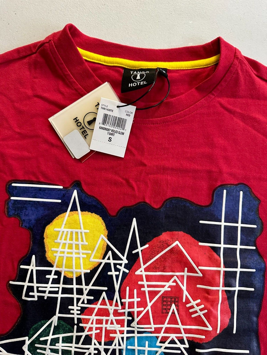 Translation missing: en.Tango Hotel Men's Kandinsky Veiled Glow T-Shirt in Red-Size Small