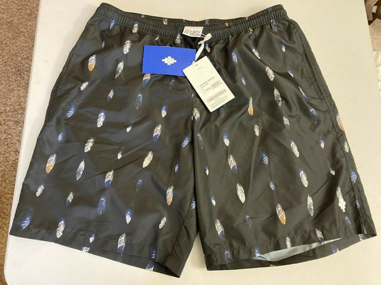 Translation missing: en.MARCELO BURLON COUNTY OF MILAN Feather-print Swim Shorts In Black-Size XL