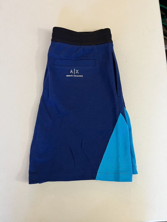 Translation missing: en.AX Armani Exchange Men's Pieced Colorblocked Shorts in Navy Blue-Size Medium