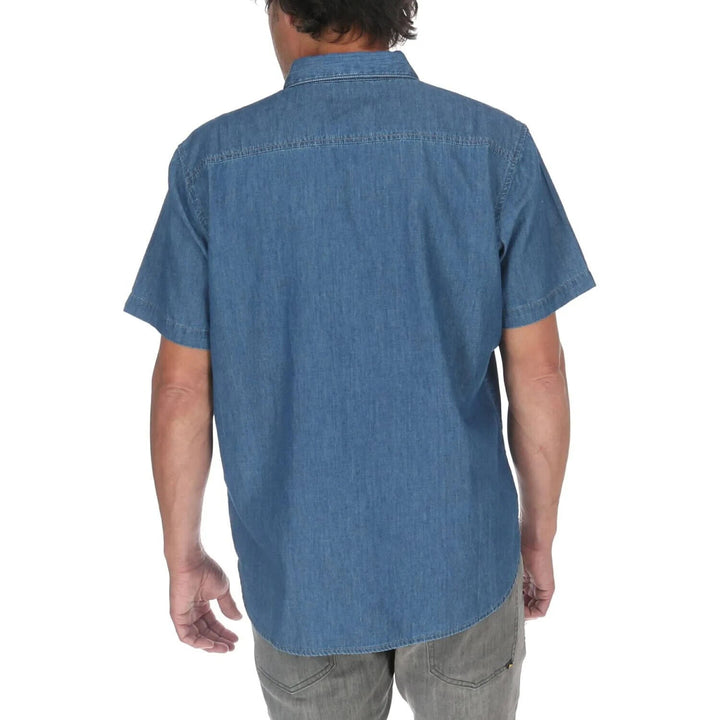 Translation missing: en.Caterpillar Men's Foundation Short-Sleeve Denim Shirt in Stone Blue-Small