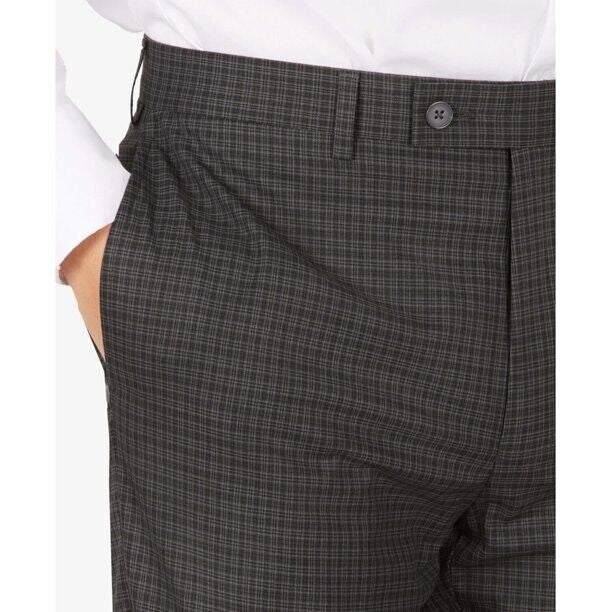 Translation missing: en.Calvin Klein Jerome Men's Slim-Fit Mini-Check Dress Pants in Charcoal-31/34