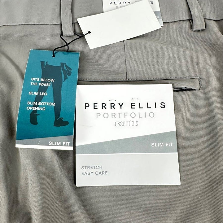 Translation missing: en.Perry Ellis Portfolio Essentials Men Slim-Fit Golf Pants - Smoke Pearl-40x30