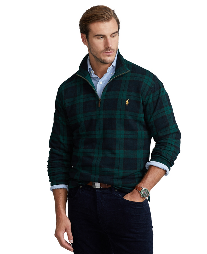 Translation missing: en.Polo Ralph Lauren Men's B&amp;T Estate-Rib Quarter-Zip Sweater Blackwatch-3XB