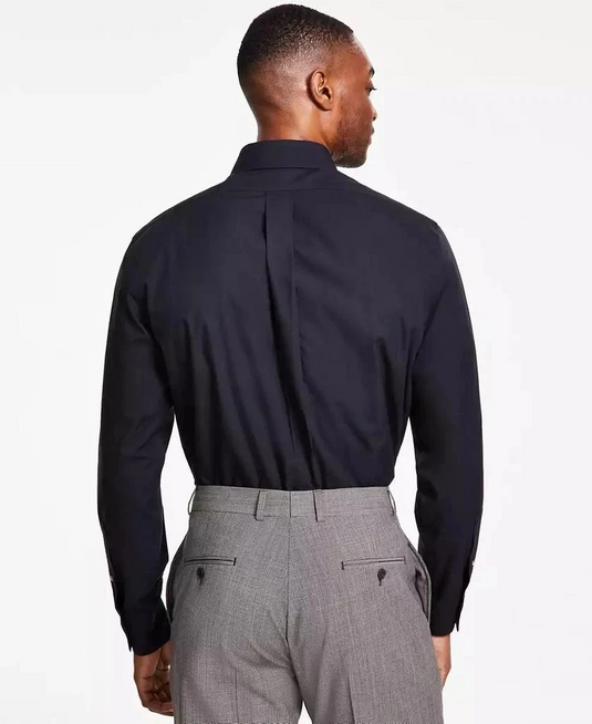 Translation missing: en.B by Brooks Brothers Men's Regular-Fit Solid Dress Shirt Black-16 32/33