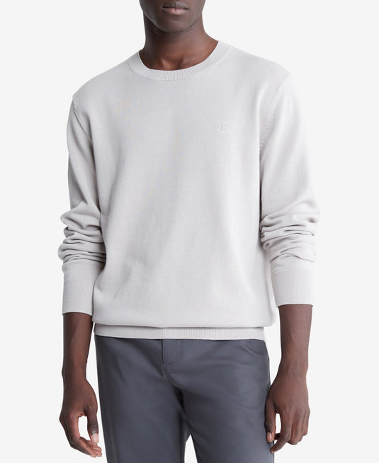 Translation missing: en.Calvin Klein Men's Smooth Cotton Monogram Logo Sweater Porpoise Gray-2XL