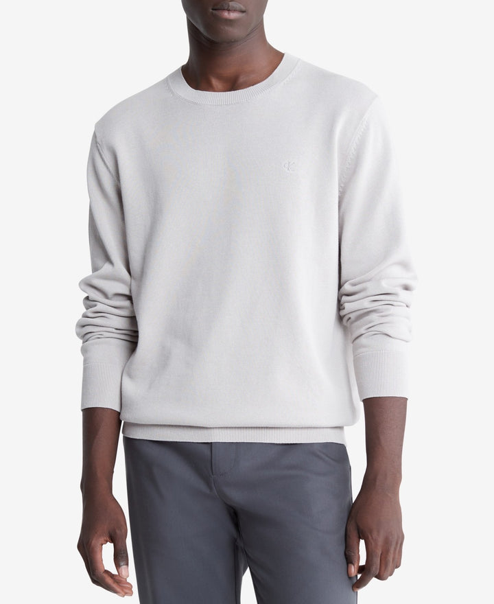 Translation missing: en.Calvin Klein Men's Smooth Cotton Monogram Logo Sweater Porpoise Gray-2XL
