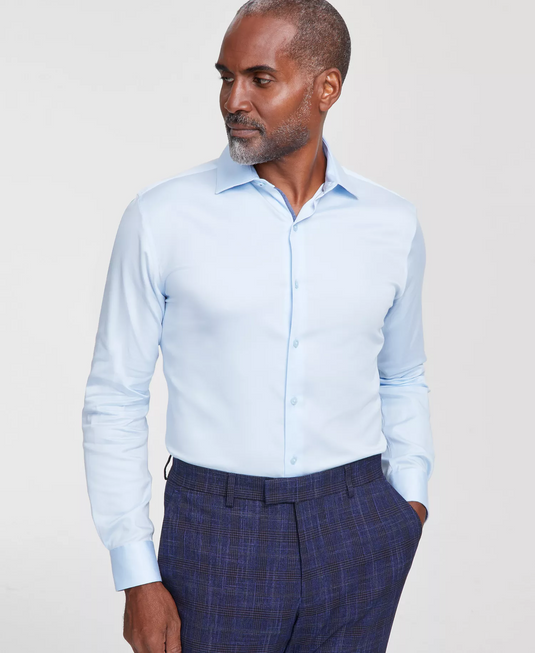 Translation missing: en.Bar III Men's Spread-Collar Sateen Dress Shirt Nantucket Breeze XL 17-17.5 34/35