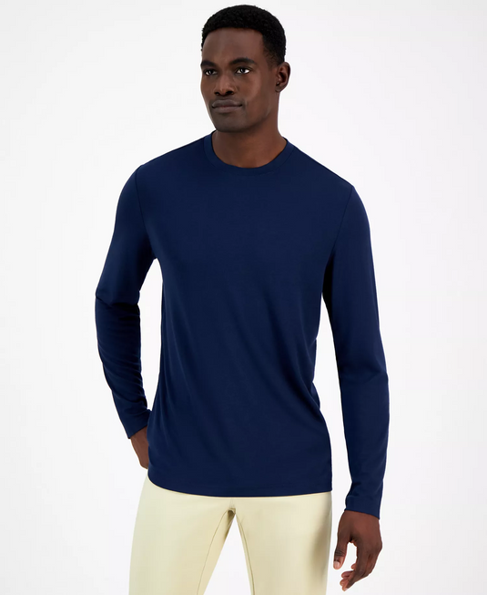 Translation missing: en.Alfani Alfatech Long Sleeve Crewneck T-Shirt Stretch Neo Navy-2XL