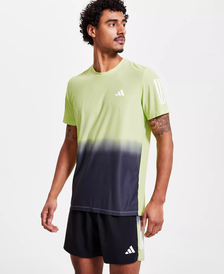 Translation missing: en.adidas Men's Own The Run Climacool Colorblocked T-Shirt - Black/Green-Small