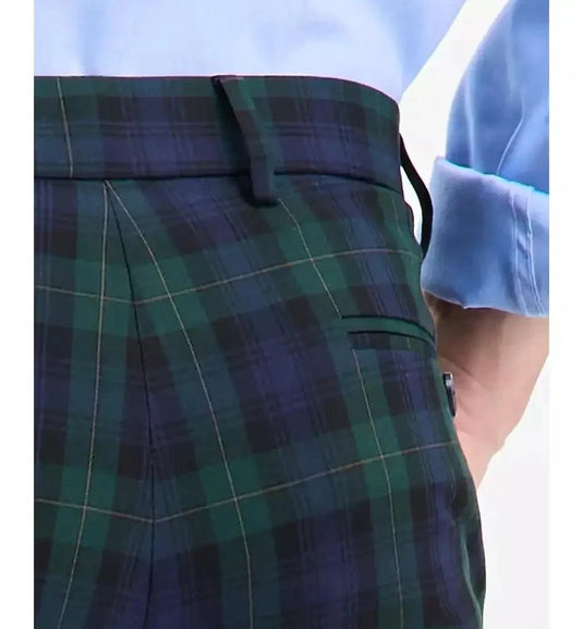 Translation missing: en.Tommy Hilfiger Men's Tate Modern-Fit Stretch Dress Fall Pants Blue Plaid-38x34