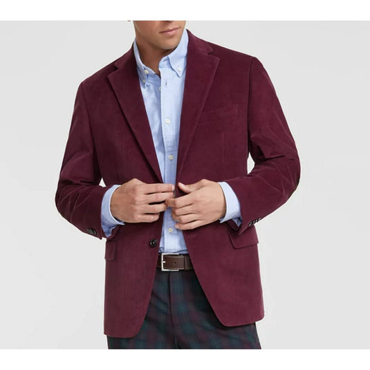 Translation missing: en.Tommy Hilfiger Men's Modern-Fit Corduroy Elbow Patch Sport Coat - Burgundy-40S