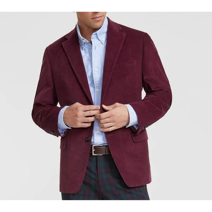 Translation missing: en.Tommy Hilfiger Men's Modern-Fit Corduroy Elbow Patch Sport Coat - Burgundy-40S