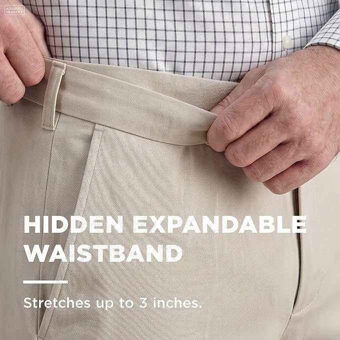 Translation missing: en.Haggar Men's Premium No Iron Khaki Classic Fit Flat Front Stretch Sand-32x32