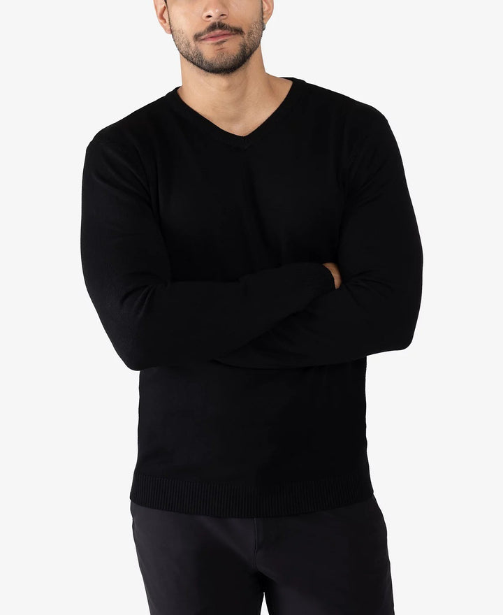 Translation missing: en.X-Ray Men's Basic V-Neck Pullover Nylon Blend Midweight Sweater - Black-Small