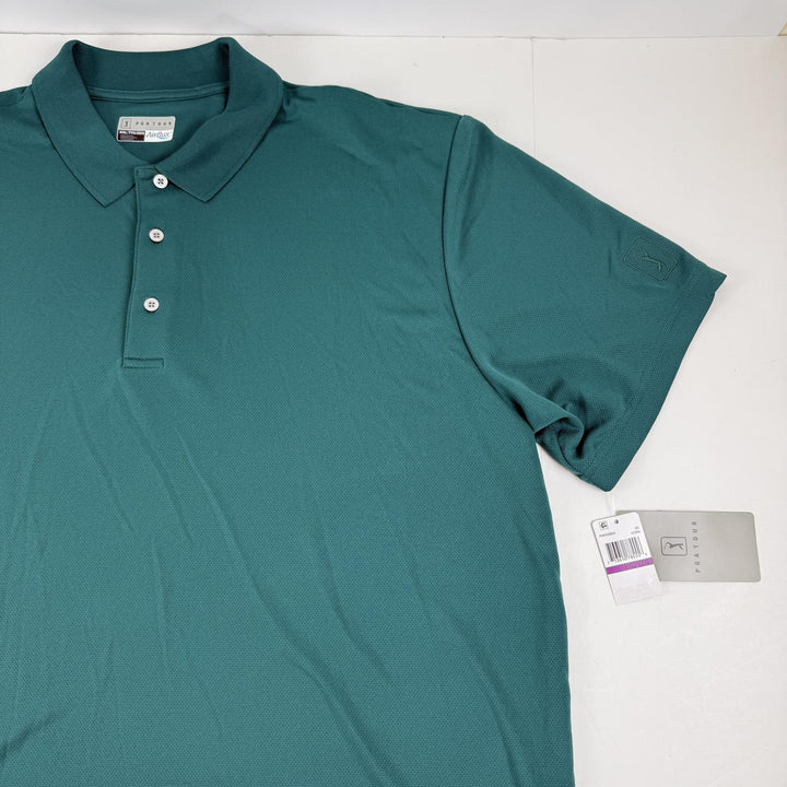 Translation missing: en.PGA TOUR  Airflux Regular-Fit Mesh Performance Golf Polo Shirt - Storm Green-2XL