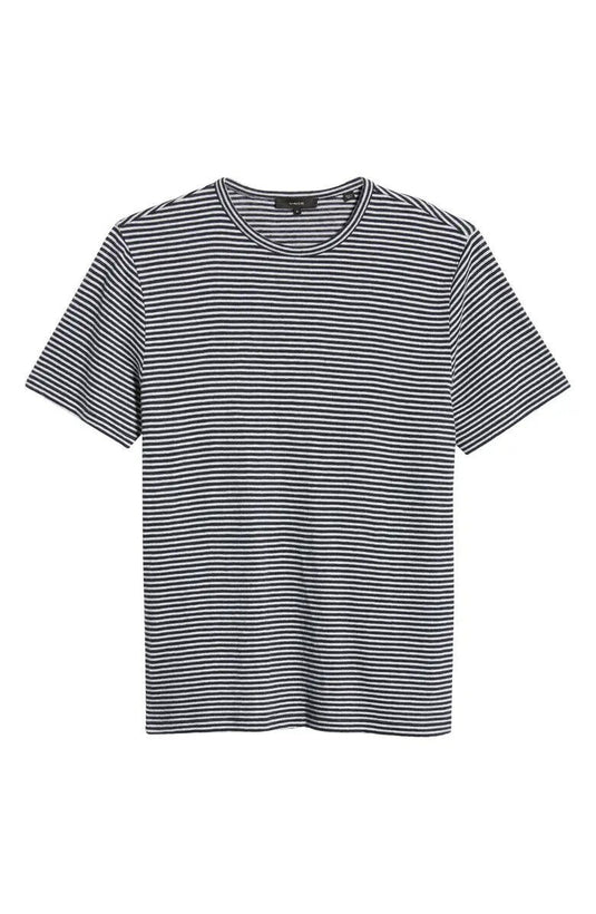 Translation missing: en.Vince Men's Linen &amp; Cotton Stripe T-Shirt in Blue, Size Small