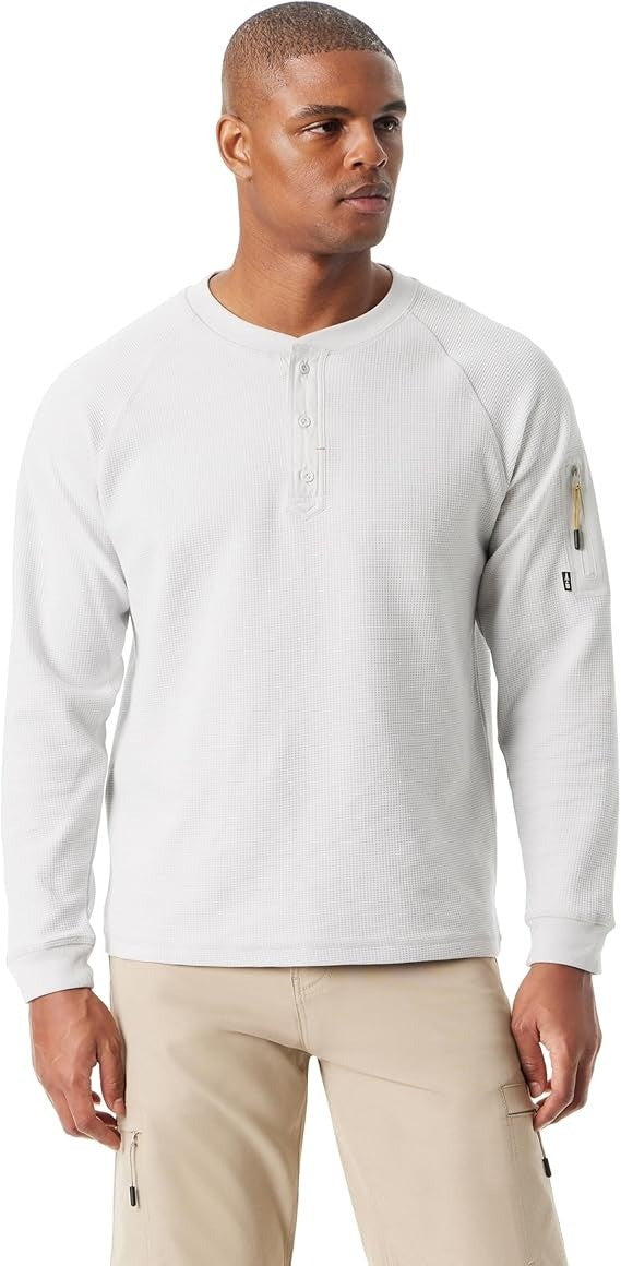 Translation missing: en.Bass Outdoor Henley T-Shirt Men's XL White Relaxed Fit Performance Thermal