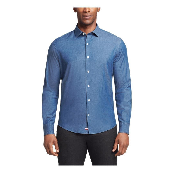Translation missing: en.Tommy Hilfiger Men's Flex Reg Fit Washed Untucked Dress Shirt Blue-15-15.5 34/35