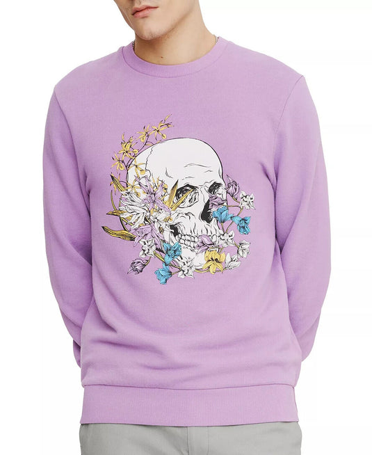 Translation missing: en.Eleven Paris Men's Floral Skull Fleece Sweatshirt in African Violet - Size 2XL