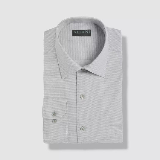 Translation missing: en.Alfani Dress Shirt Men's 14-14.5 32/33 Silver Athletic Fit Twill Stretch