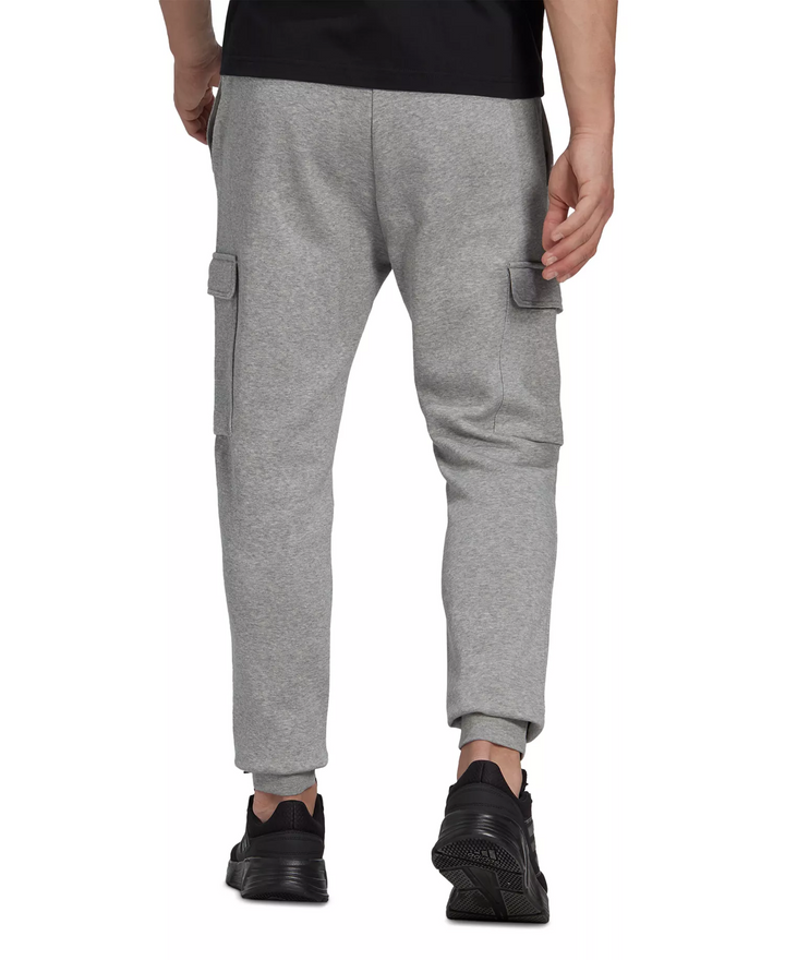Translation missing: en.adidas Mens Essentials Regular Tapered-Fit Fleece Cargo Joggers Md Gray Htr-2XL