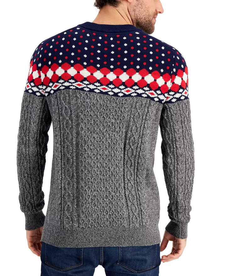 Translation missing: en.Club Room Men's Fair Isle Sweater in Navy Blue Combo-Small