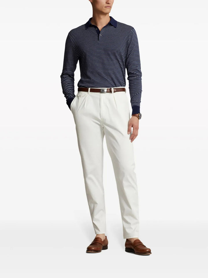 Translation missing: en.Polo Ralph Lauren Men's Cotton Stripe Regular Fit Polo Collar Sweater Navy-Large