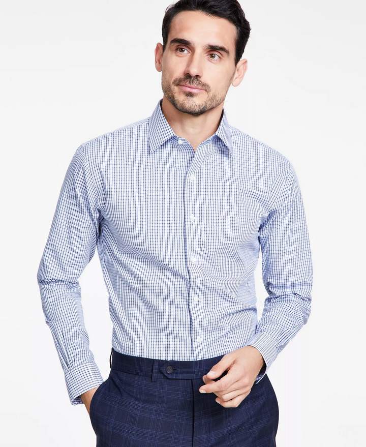 Translation missing: en.B by Brooks Brothers Regular Fit Check Dress Shirt LightPastel Blue 16.5 32/33