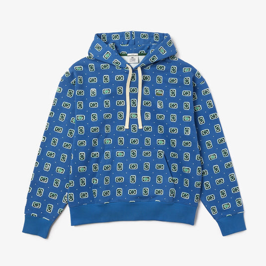 Translation missing: en.Lacoste Men's Lacoste L!VE Loose Fit Hooded Print Cotton Hoodie Blue-Med SH2779