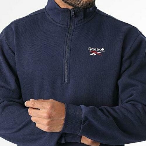 Translation missing: en.Reebok Mens Identity Quarter-Zip Fleece Sweatshirt Vector Navy Small Reg-Fit
