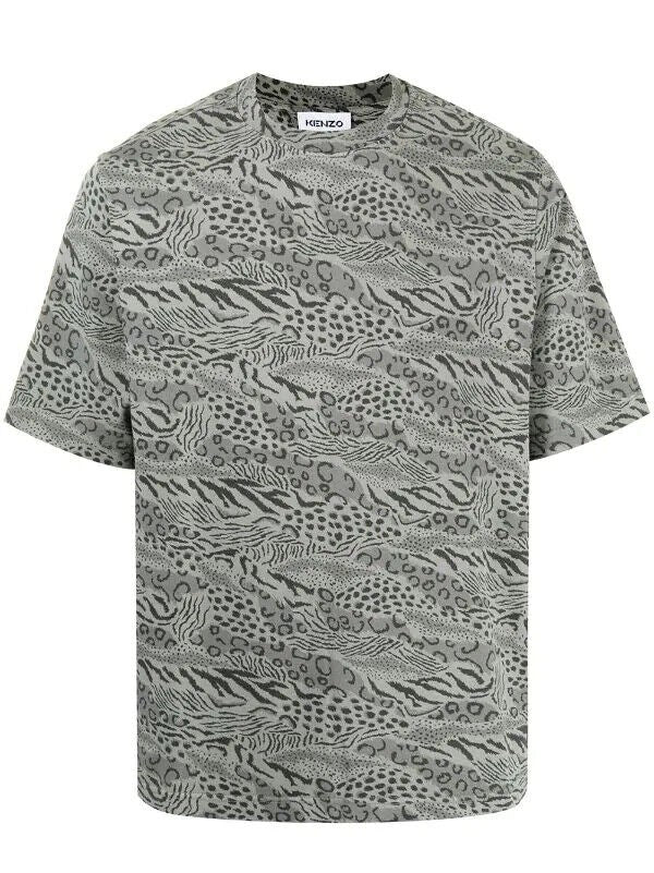Translation missing: en.Kenzo Men's Graphic Animal Print Tee in Grey-Size Small