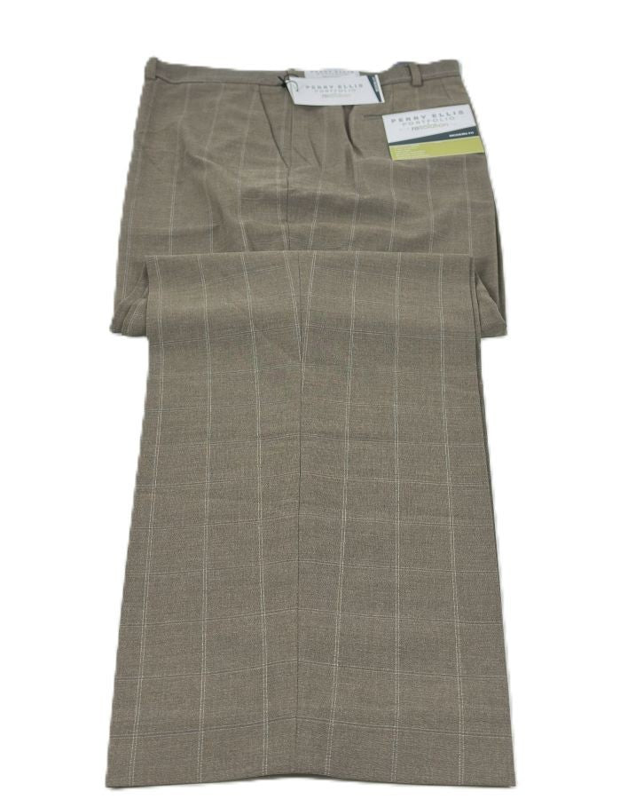 Translation missing: en.Perry Ellis Portfolio Men's Modern-Fit Resolution Dress Pants Dk Beige-40/30