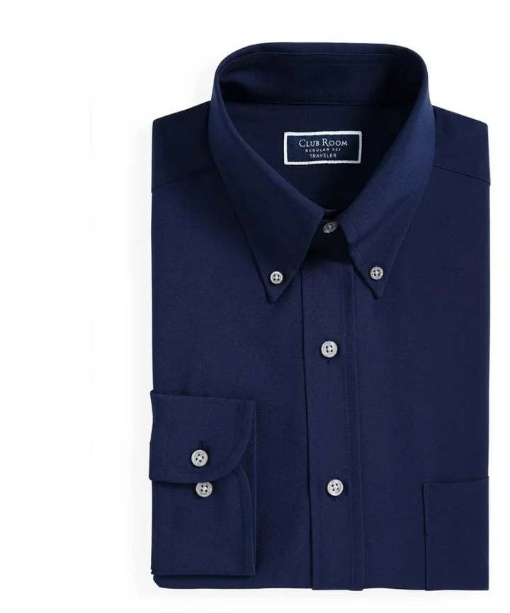 Translation missing: en.Club Room Traveler Dress Shirt Men's Size 16.5 32/33 Navy Regular Fit Stretch
