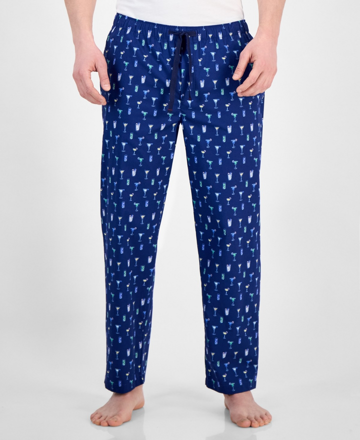Translation missing: en.Club Room Men's Woven Beverage-Graphic Night Cap Pajama Pants Navy-Large