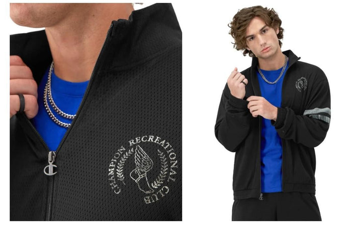 Translation missing: en.Champion Track Jacket Black Size Large Attack Reg-Fit Mesh Full-Zip Rec ClubLogo