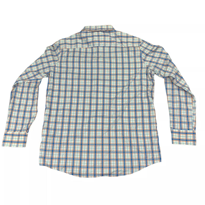 Translation missing: en.Club Room Men's Lancaster Plaid Tech Woven Button-Up Shirt Med Sapphire-XL