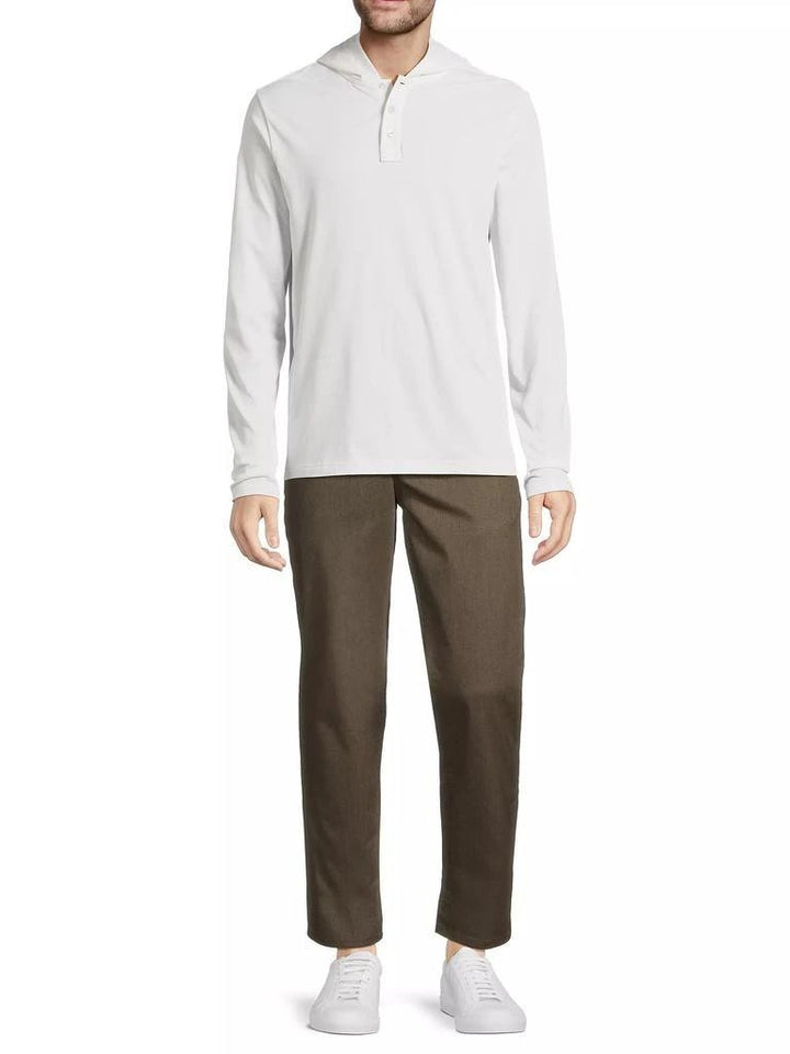 Translation missing: en.Michael Kors Mens Pima Cotton Blend Textured Henley Classic Fit Hoodie White-2XL