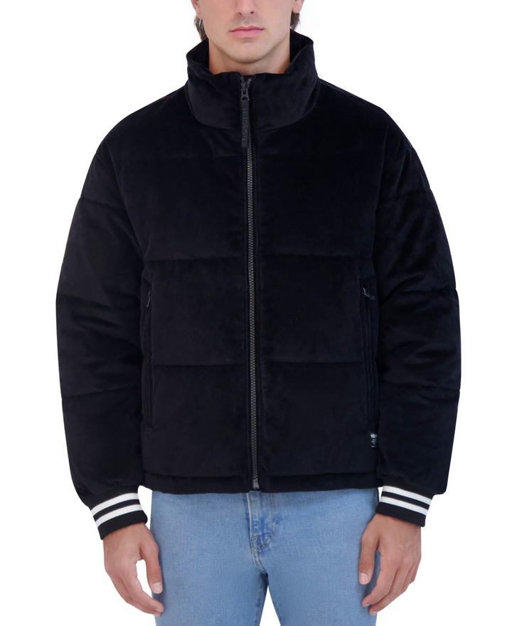 Translation missing: en.Hudson Jeans Men's Corduroy Varsity Puffer Jacket - Black -Size Small