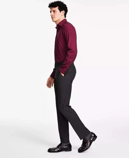 Translation missing: en.Alfani Men's Slim-Fit Windowpane Check Suit Pants in Grey Burgundy-30x32
