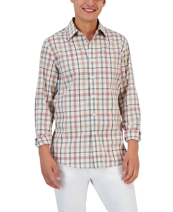 Translation missing: en.Club Room Mens Palermo Plaid Shirt in Winter Ivory Combo- Size Small