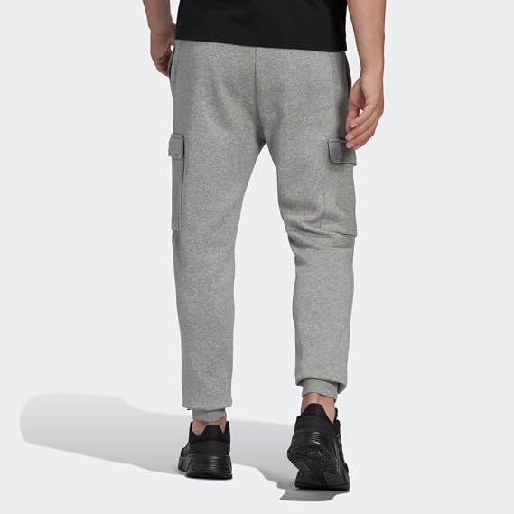 Translation missing: en.adidas Mens Essentials Regular Tapered-Fit Fleece Cargo Joggers Md Gray Htr-2XL