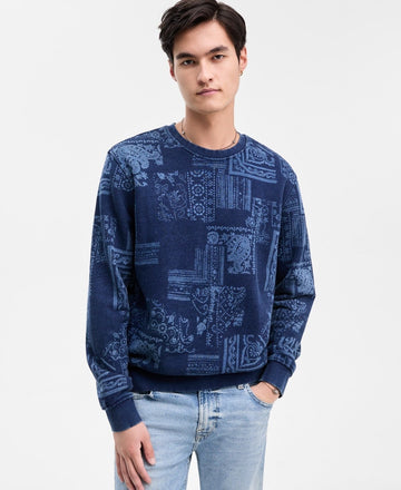 Translation missing: en.Guess Men's Indigo Paisley Print Sweatshirt - INDIGO PAISLEY PRINT - S