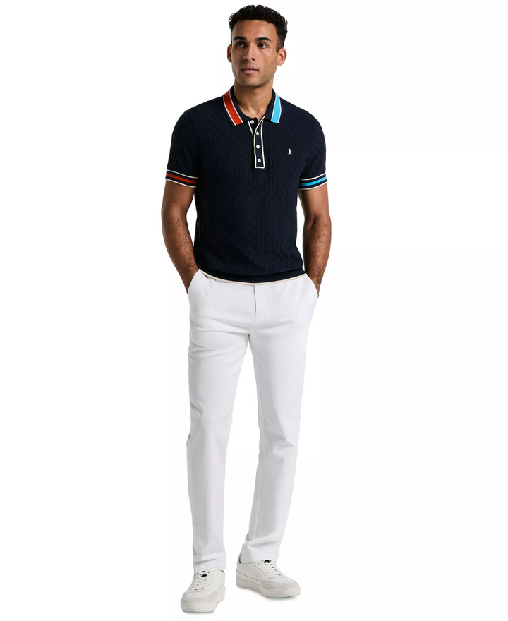Translation missing: en.Original Penguin Men's  Cotton Pointelle Ribbed Sweater Polo Shirt Blue-XL